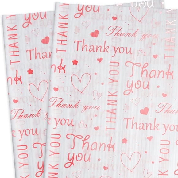 100 Pink Thank You Tissue Paper Sheets, 14x20 PRICE IS FIRM - Picture 3 of 8